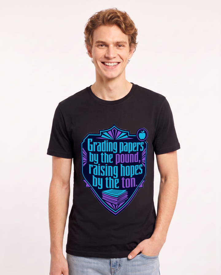 Teacher Gift Men's Black T-Shirt - Grading papers by the pound, product image 1