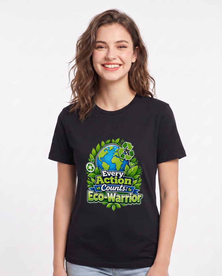 Every Action Counts: Eco-Warrior Women's Black T-Shirt product image 2