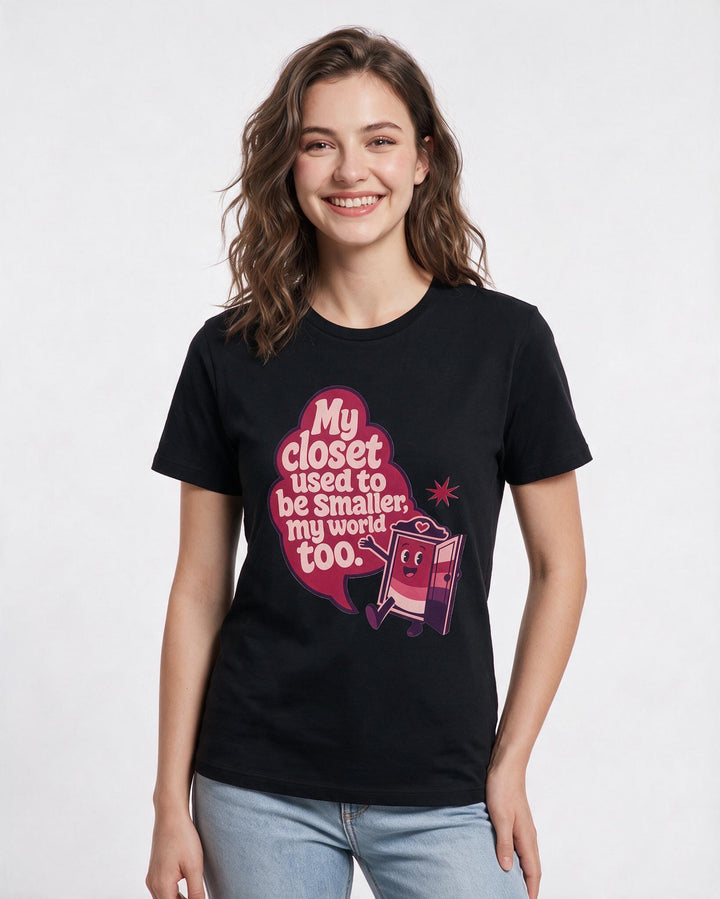 Graphic Women's Black T-Shirt - My closet used to be smaller, my world product image 3