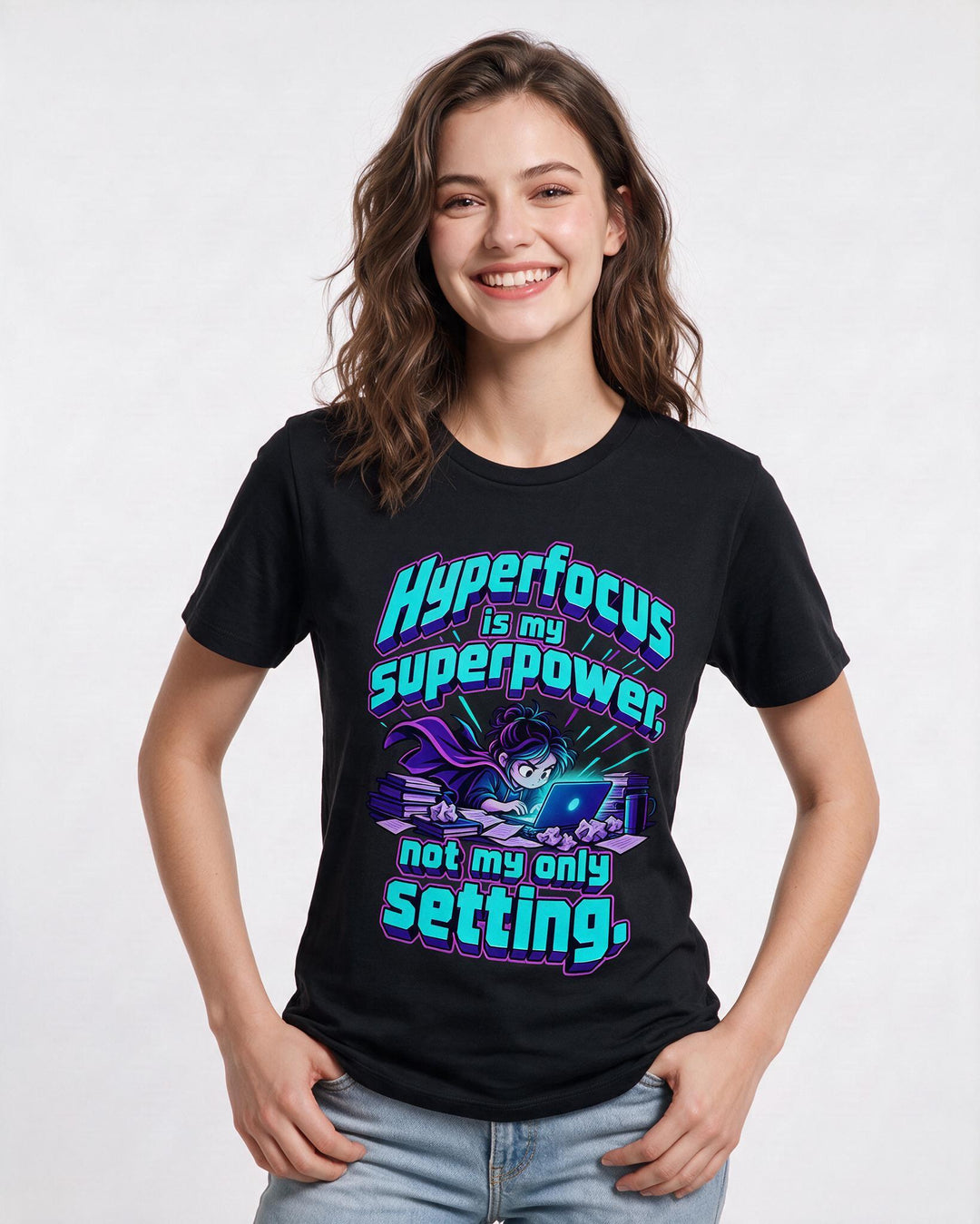 Neurodiversity Black T-Shirt for Women – Everyday Expression Graphic Tee product image 1