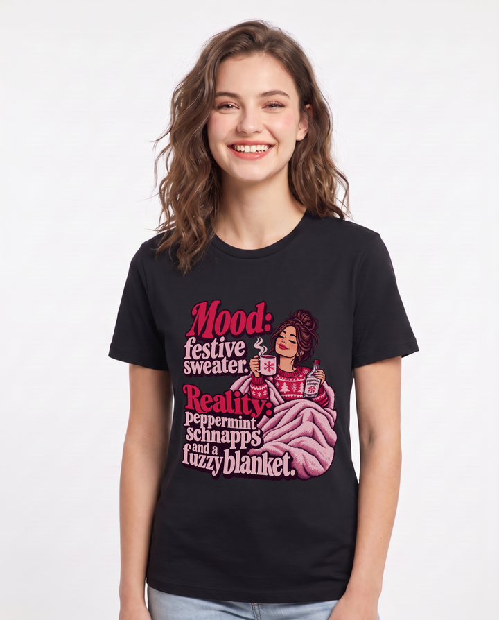 Christmas Black T-Shirt for Women – Holiday Theme Graphic Tee product image 3