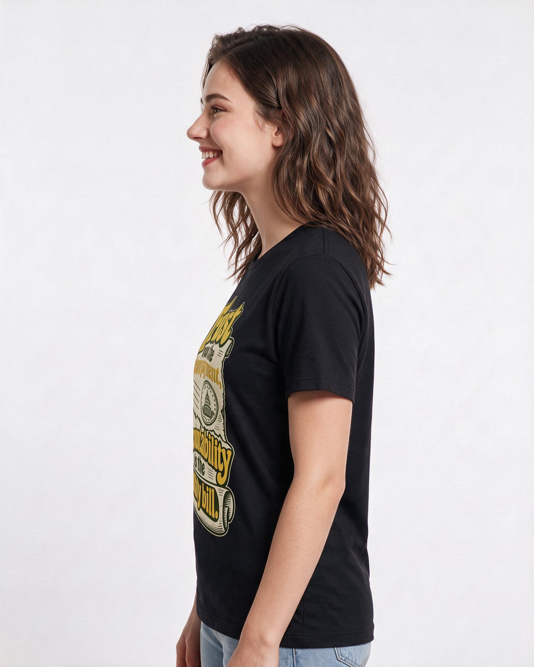 Political Statement Black T-Shirt for Women – Everyday Expression Graphic Tee product image 2