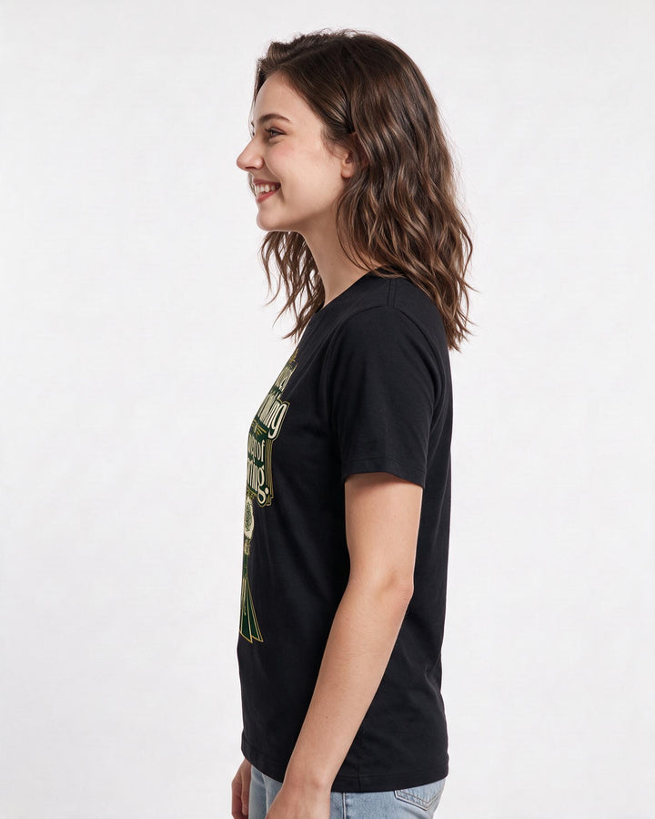 Funny Meme Women's Black T-Shirt – I started overthinking the concept of starting. product image 2