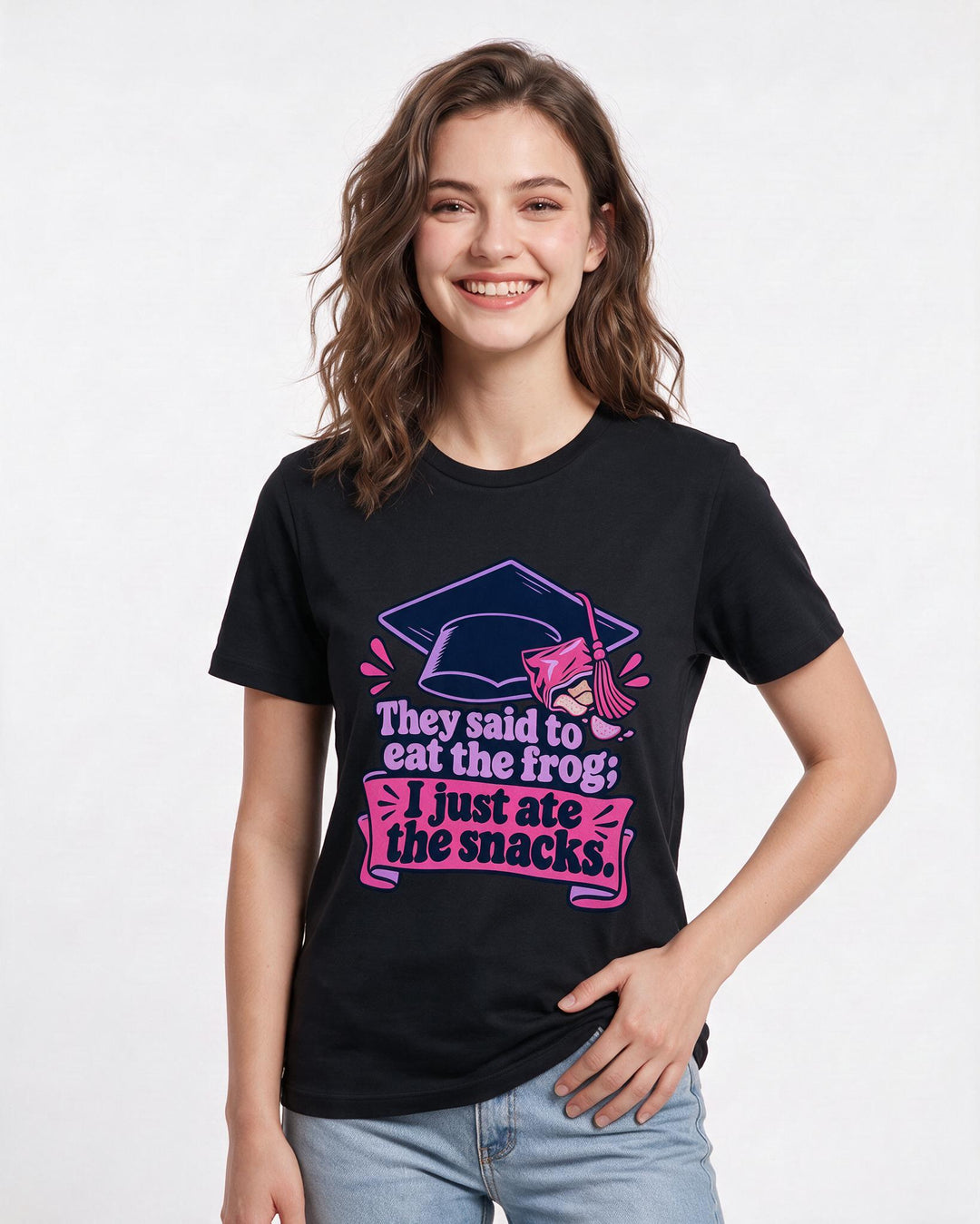 Graduation Black T-Shirt for Women – Everyday Expression Graphic Tee product image 1