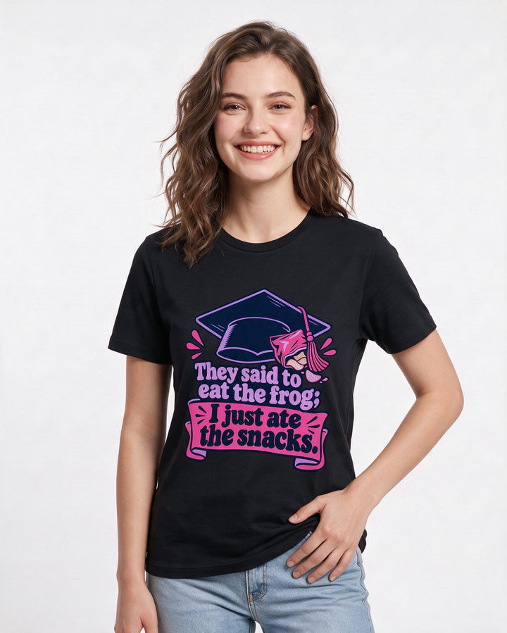 Graduation Black T-Shirt for Women – Everyday Expression Graphic Tee product image 1