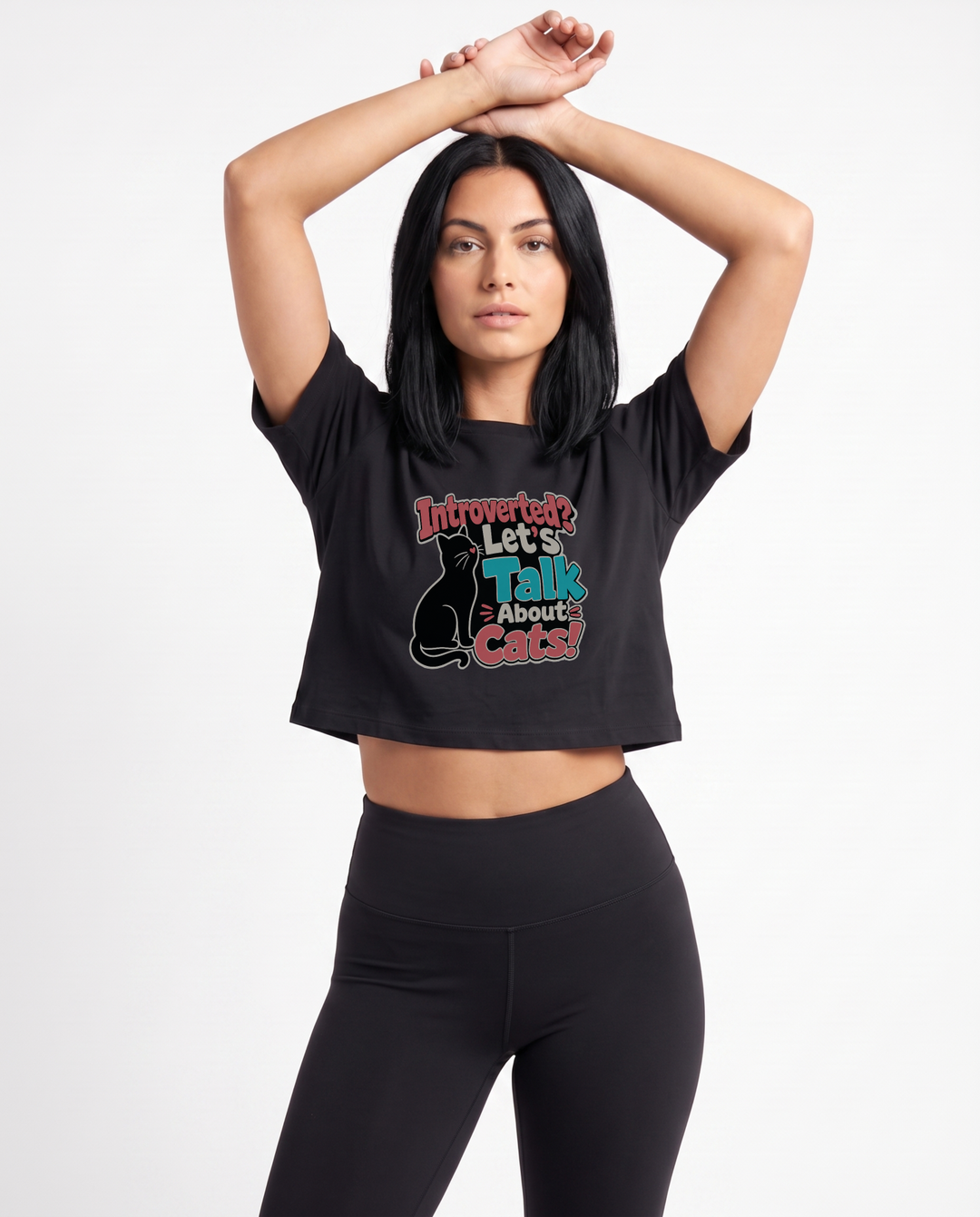 Introverted? Let's Talk About Cats! Crop Top mockup 1