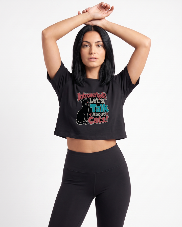 Introverted? Let's Talk About Cats! Crop Top mockup 1