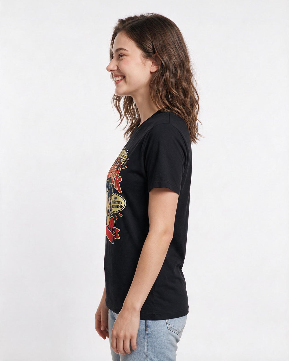 Couples Black T-Shirt for Women – Everyday Expression Graphic Tee product image 2