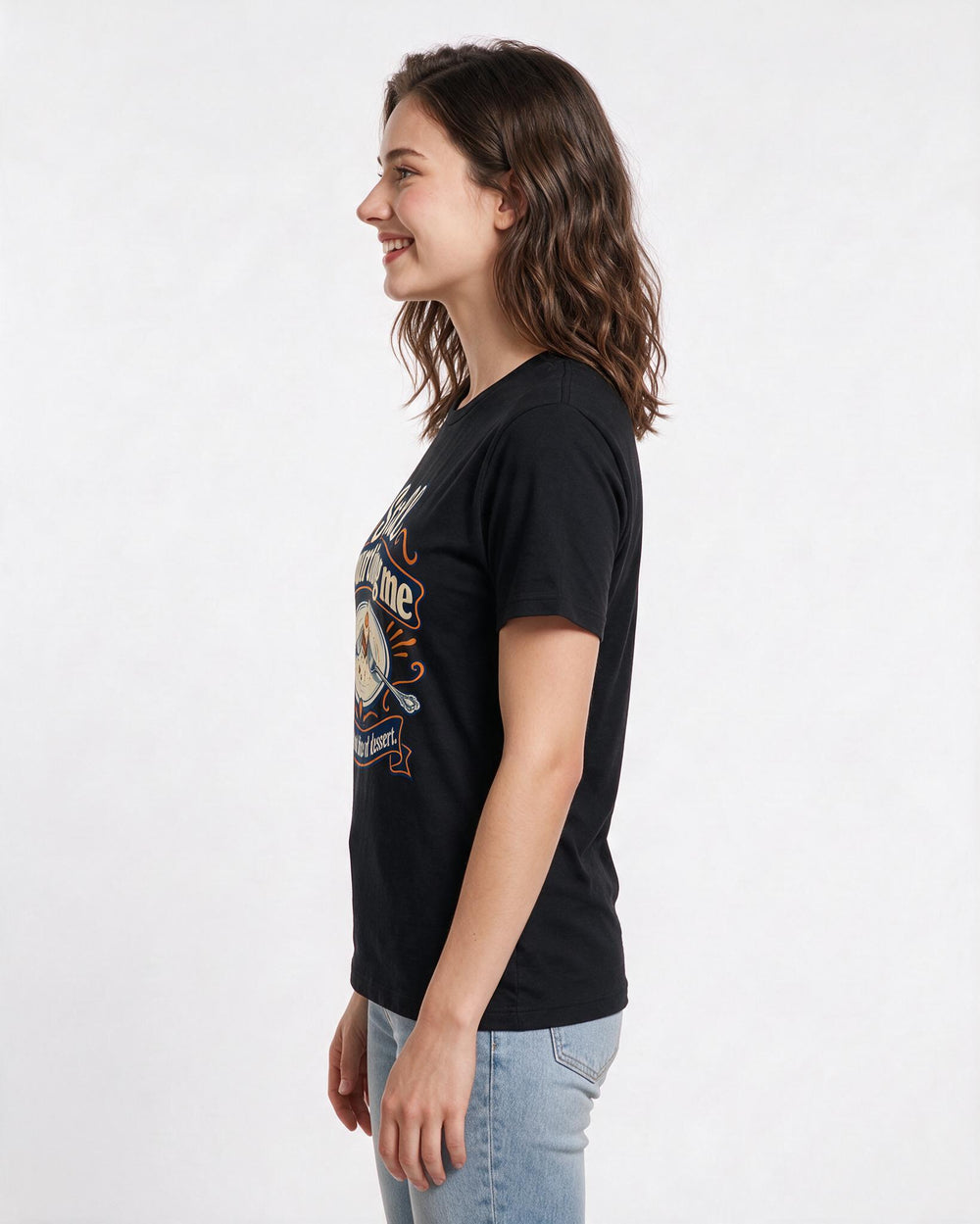 Couples Black T-Shirt for Women – Everyday Expression Graphic Tee product image 2