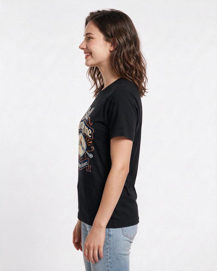 Couples Black T-Shirt for Women – Everyday Expression Graphic Tee product image 2