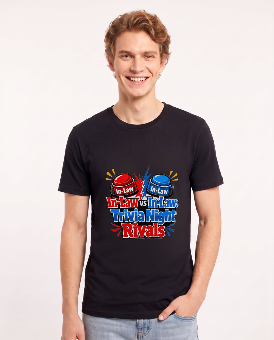 In-Law vs In-Law: Trivia Night Rivals Men's Black T-Shirt product image 2