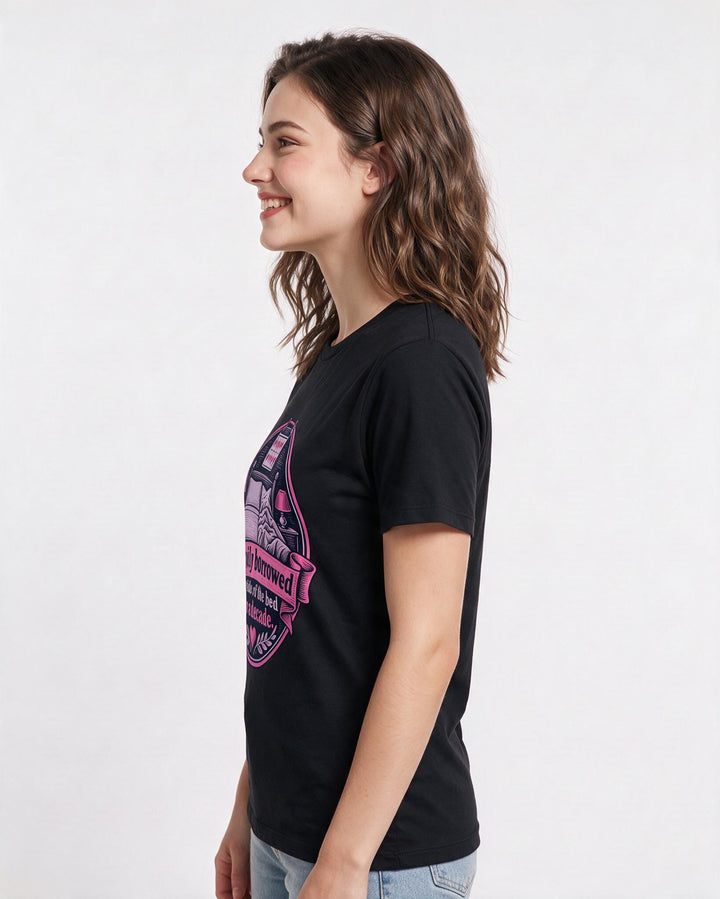 Couples Black T-Shirt for Women – Everyday Expression Graphic Tee product image 2