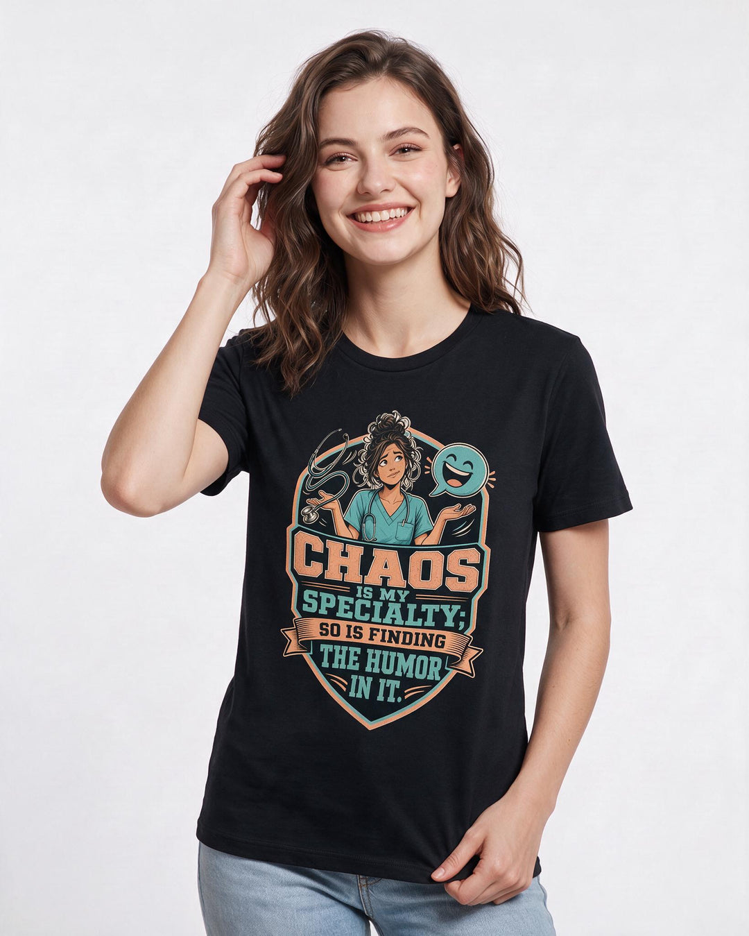 Nurse Black T-Shirt for Women – Nursing Life Graphic Tee product image 1