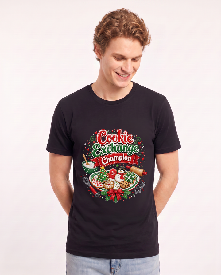 Cookie Exchange Champion Men's Black T-Shirt product image 1
