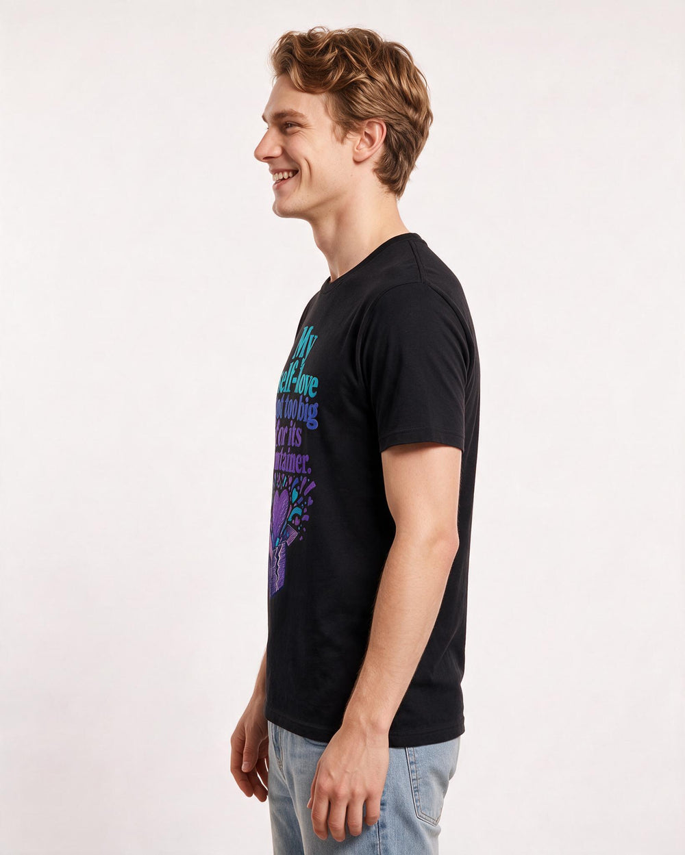 Pride Men's Black T-Shirt – My self-love got too big for its container. product image 2