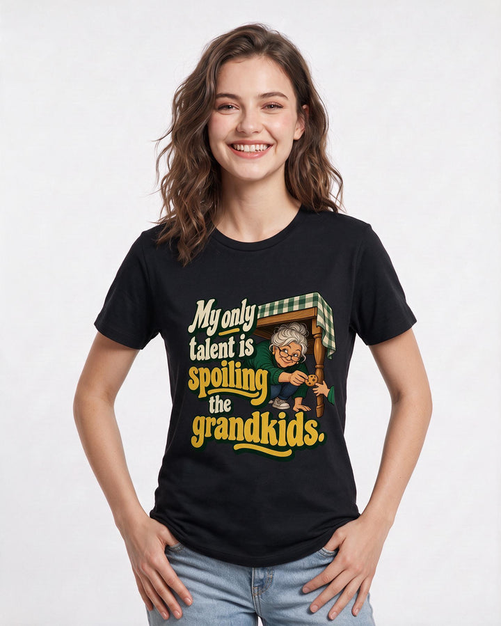 Grandparent Black T-Shirt for Women – Everyday Expression Graphic Tee product image 1