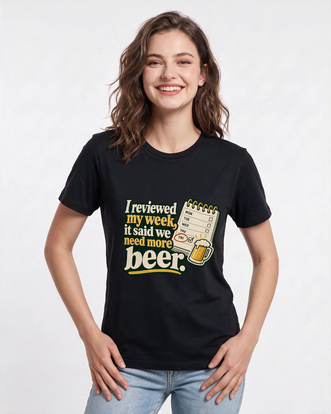 Beer Black T-Shirt for Women – Everyday Expression Graphic Tee product image 1