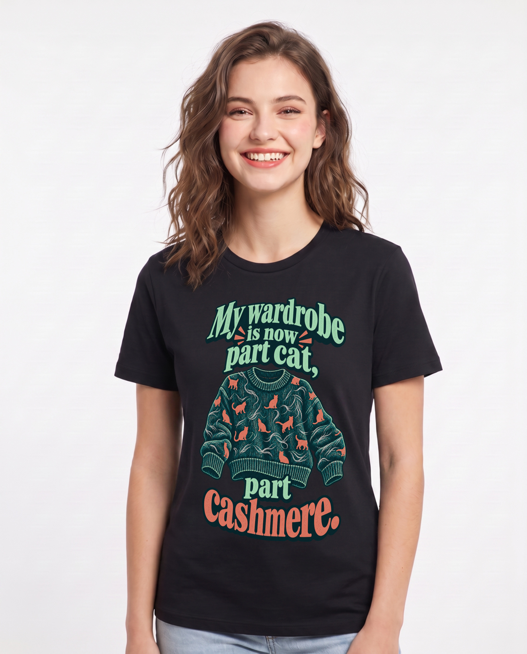 Cat Lover Black T-Shirt for Women – Everyday Expression Graphic Tee product image 3