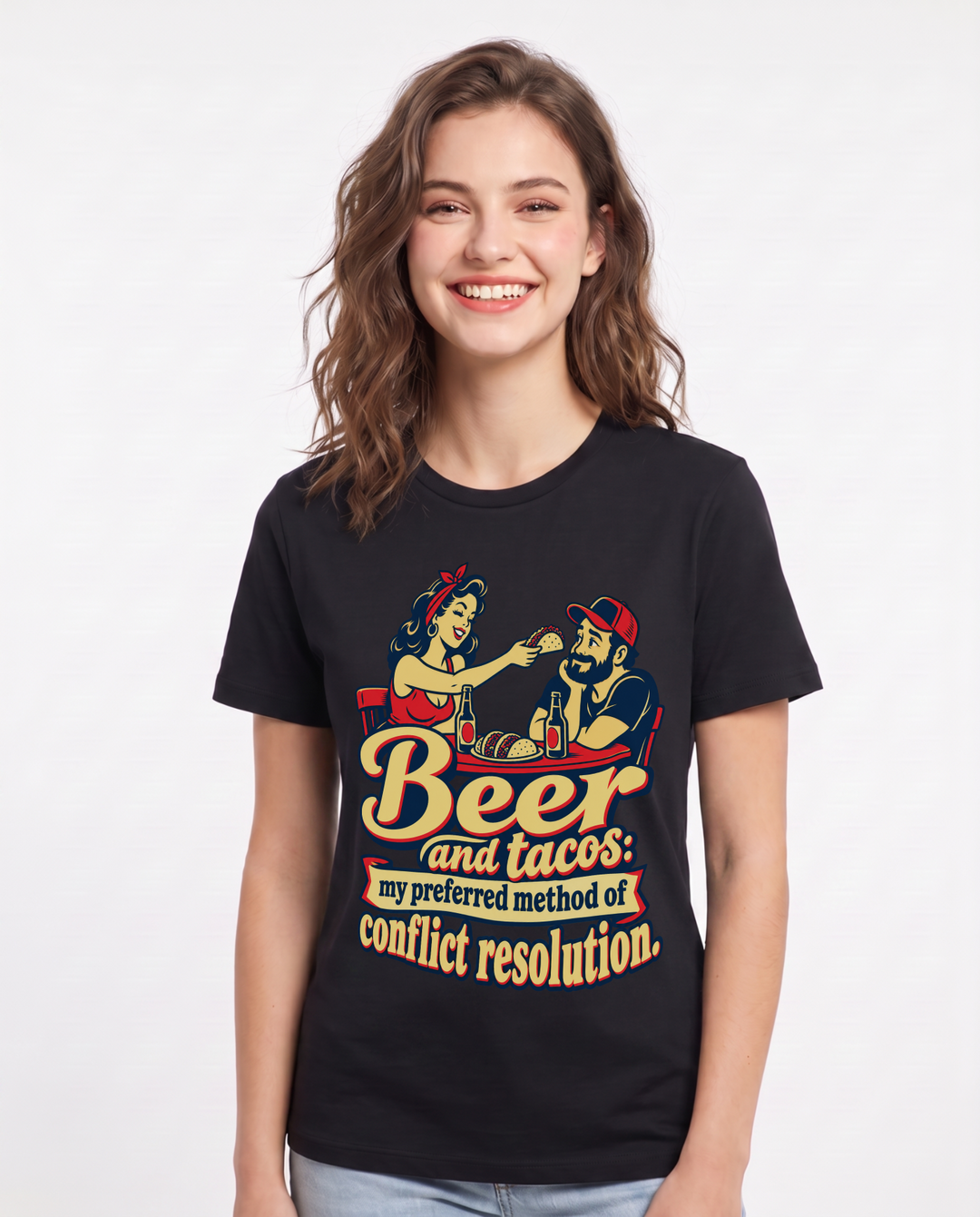 Beer Black T-Shirt for Women – Everyday Expression Graphic Tee product image 3