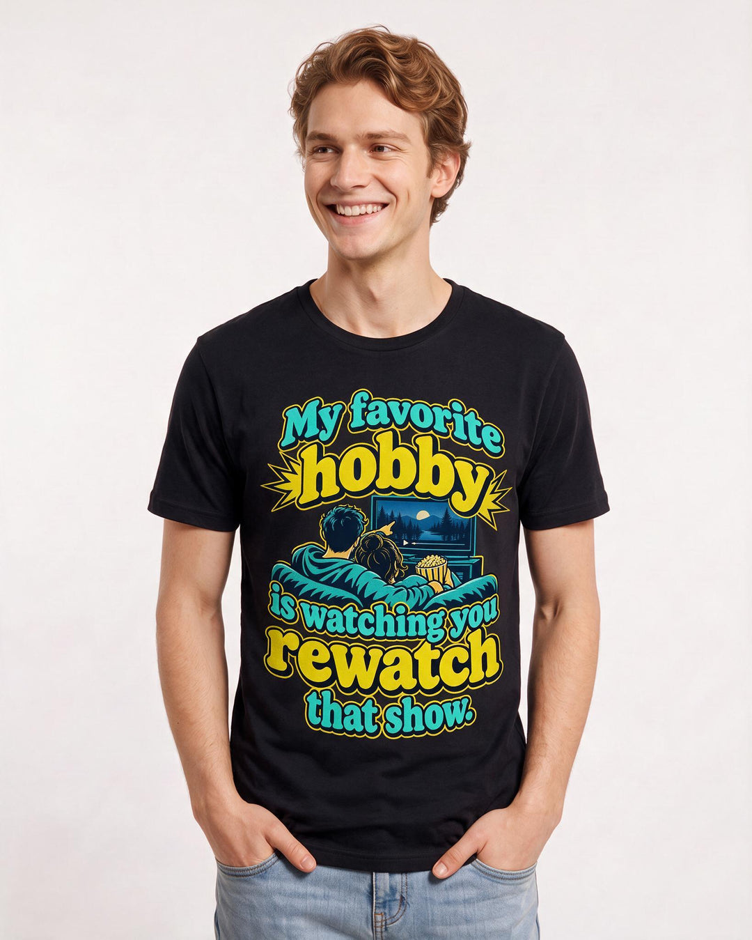 Couples Black T-Shirt for Men – Everyday Expression Graphic Tee product image 1