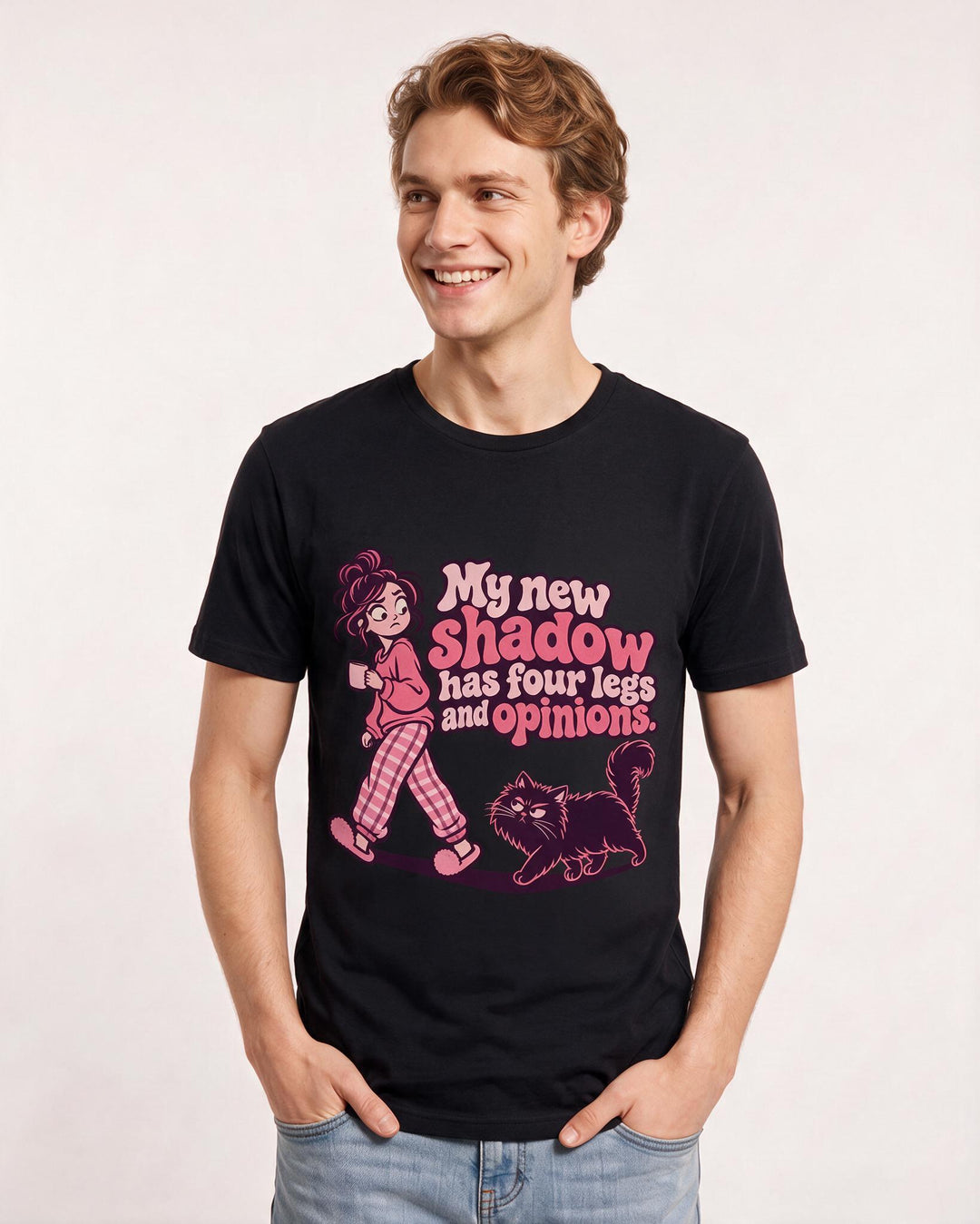 Cat Lover Black T-Shirt for Men – Everyday Expression Graphic Tee product image 1