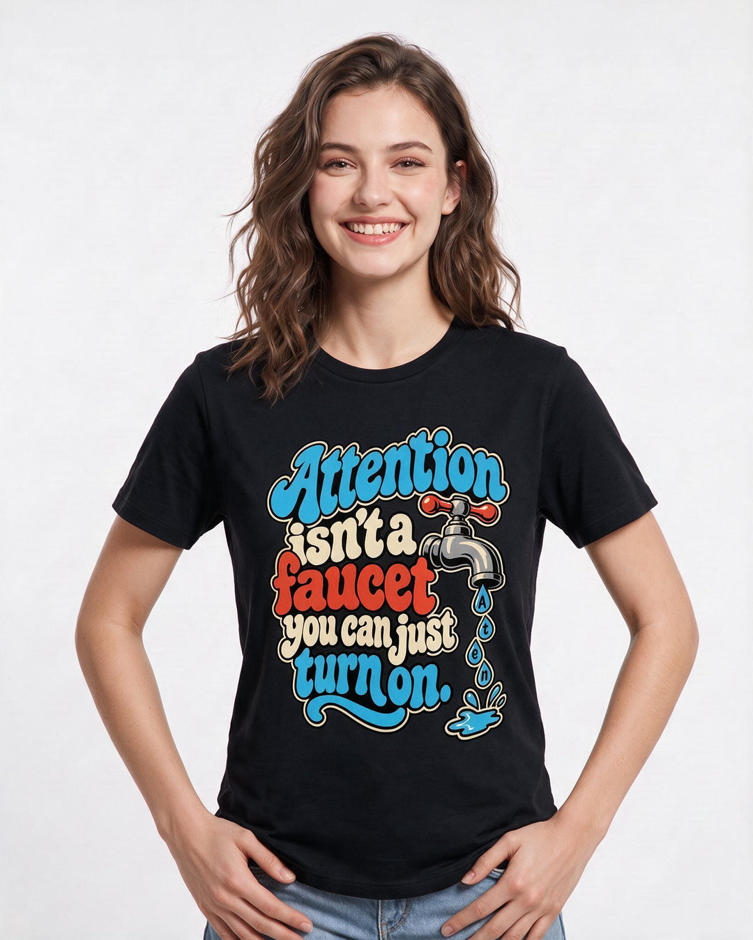 Neurodiversity Black T-Shirt for Women – Everyday Expression Graphic Tee product image 1