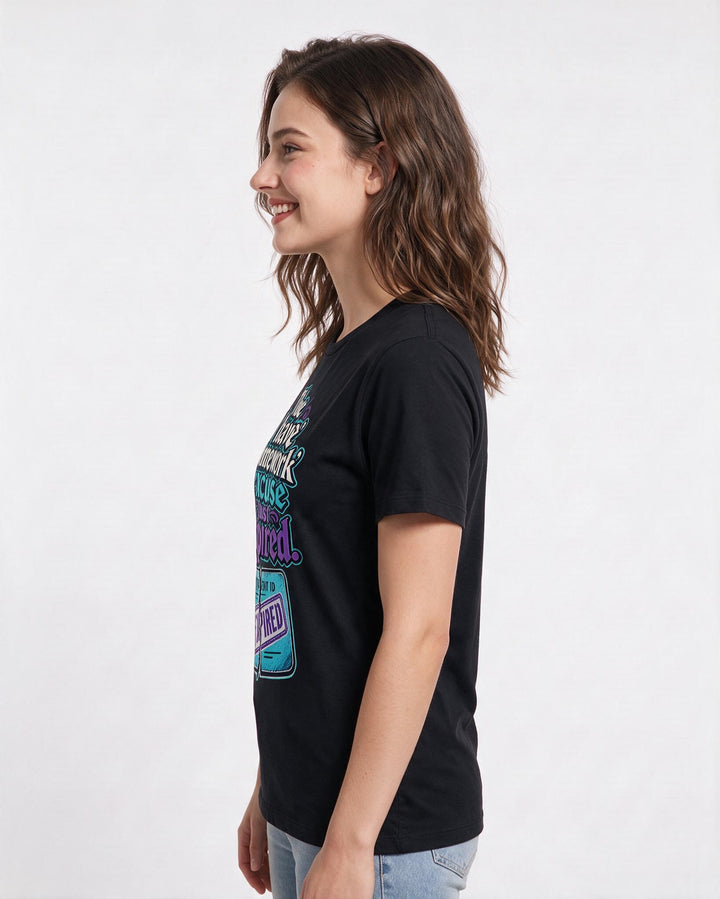 Graduation Women's Black T-Shirt – The 'I have homework' excuse just product image 2