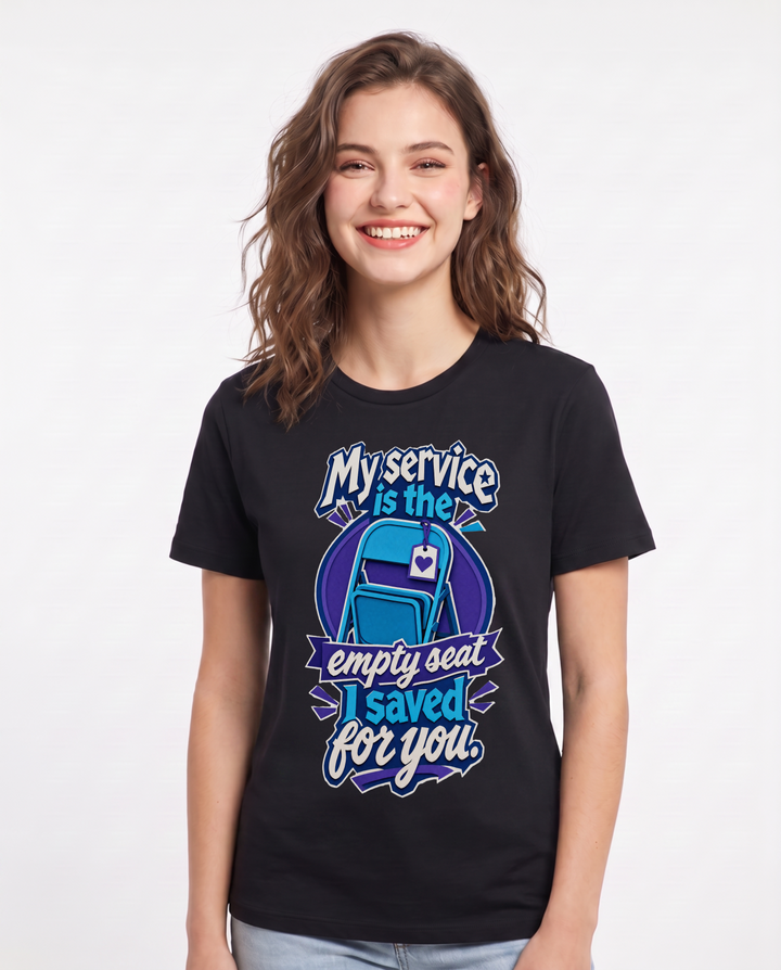 Patriotic Women's Black T-Shirt – My service is the empty seat I saved for you. product image 1