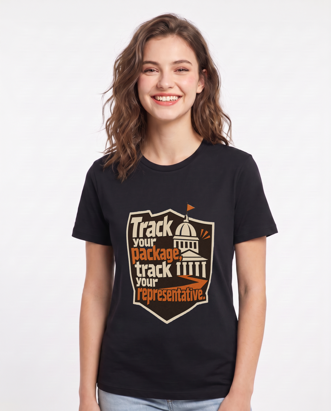 Graphic Women's Black T-Shirt - Track your package, track your product image 1