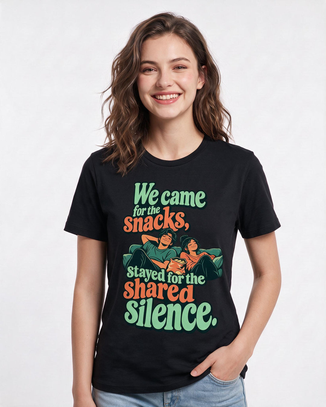 Couples Black T-Shirt for Women – Everyday Expression Graphic Tee product image 1