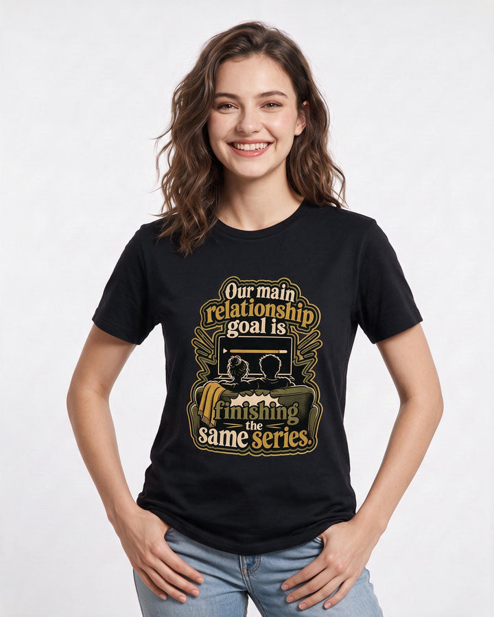 Couples Black T-Shirt for Women – Everyday Expression Graphic Tee product image 3