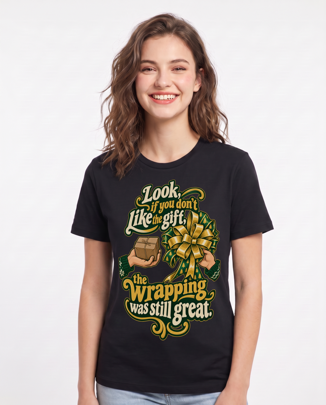 Christmas Black T-Shirt for Women – Holiday Theme Graphic Tee product image 3
