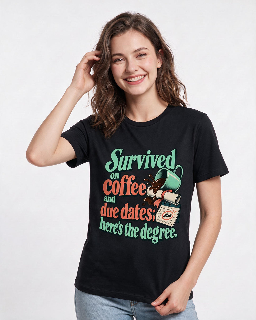 Graduation Black T-Shirt for Women – Everyday Expression Graphic Tee product image 1