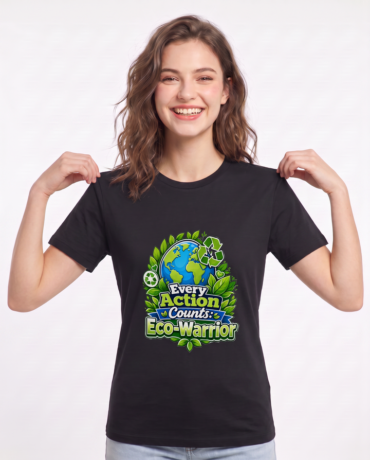 Every Action Counts: Eco-Warrior Women's Black T-Shirt product image 1