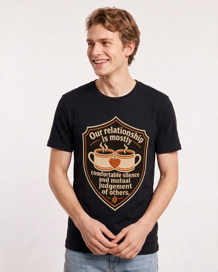 Couples Men's Black T-Shirt - Our relationship is mostly comfortable product image 3