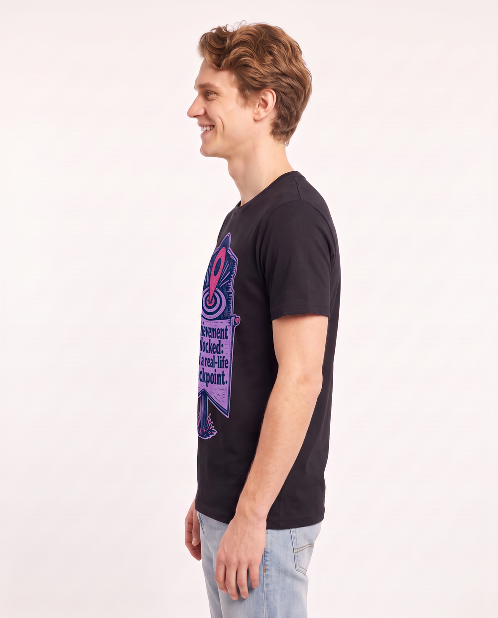 Gaming Men's Black T-Shirt - Achievement unlocked: used a real-life product image 2