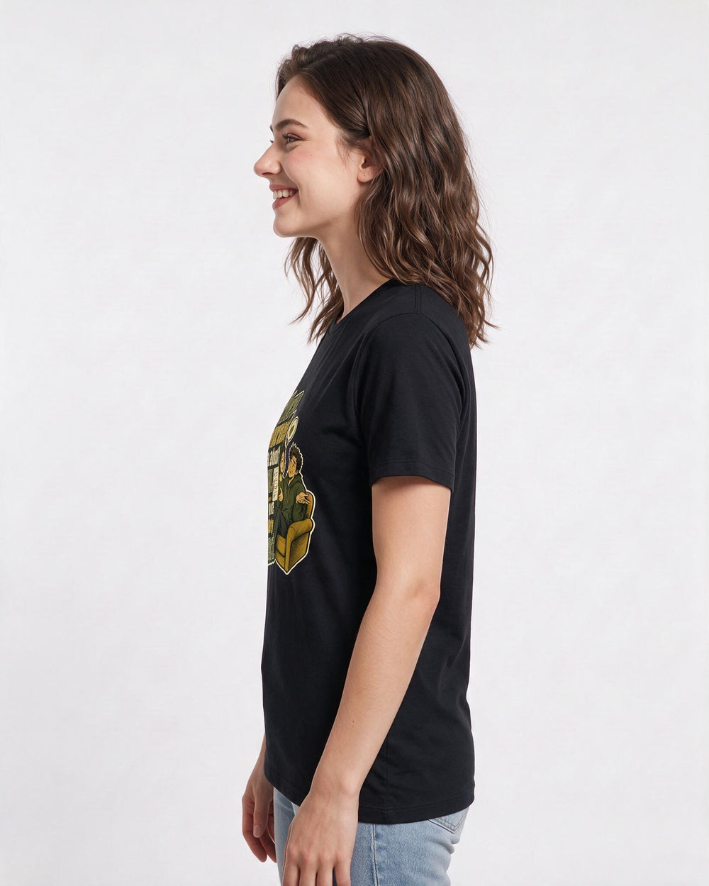 Couples Black T-Shirt for Women – Everyday Expression Graphic Tee product image 2