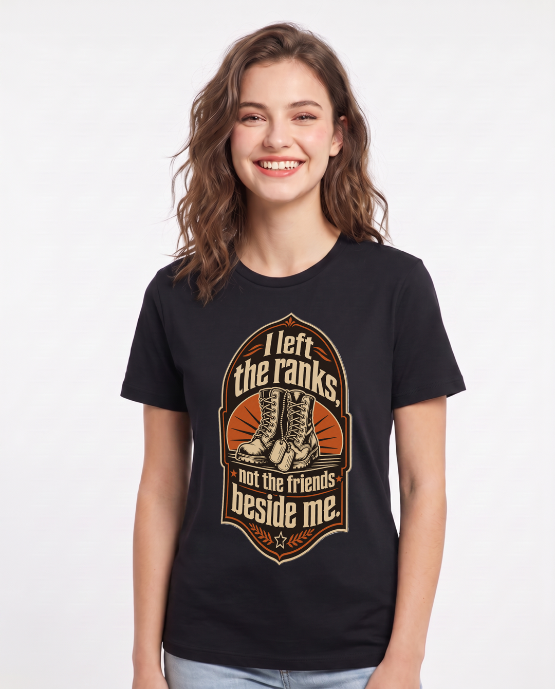 I left the ranks, not the friends beside me. - Women's Black T-Shirt product image 2