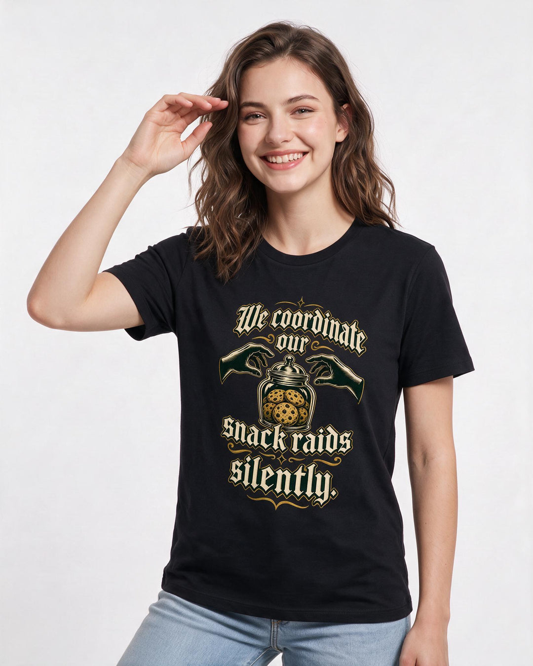 Couples Black T-Shirt for Women – Everyday Expression Graphic Tee product image 1