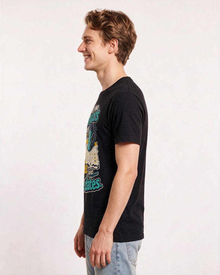 Graduation Men's Black T-Shirt – My two majors were coffee and due dates. product image 2
