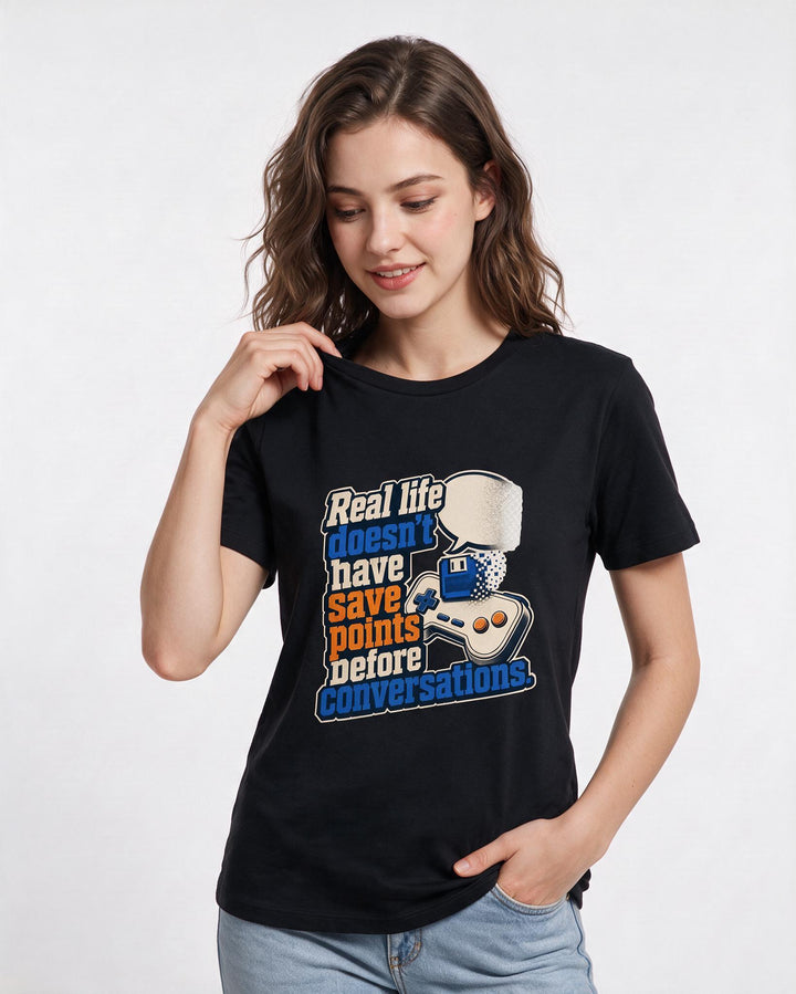 Gaming Black T-Shirt for Women – Game Night Graphic Tee product image 1