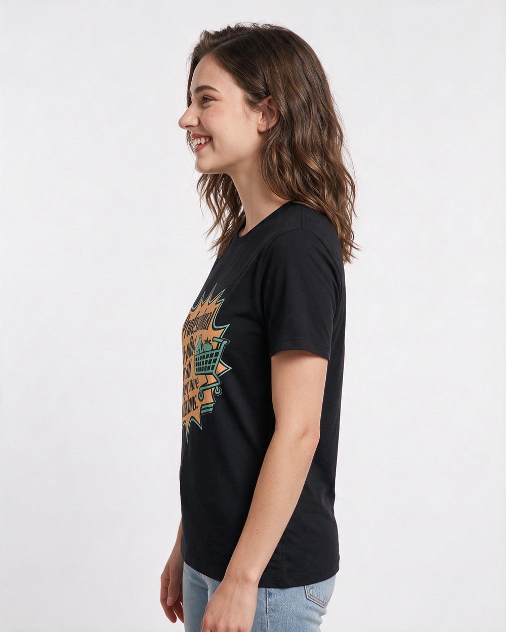 Couples Women's Black T-Shirt - Professional co-pilot for all grocery product image 2