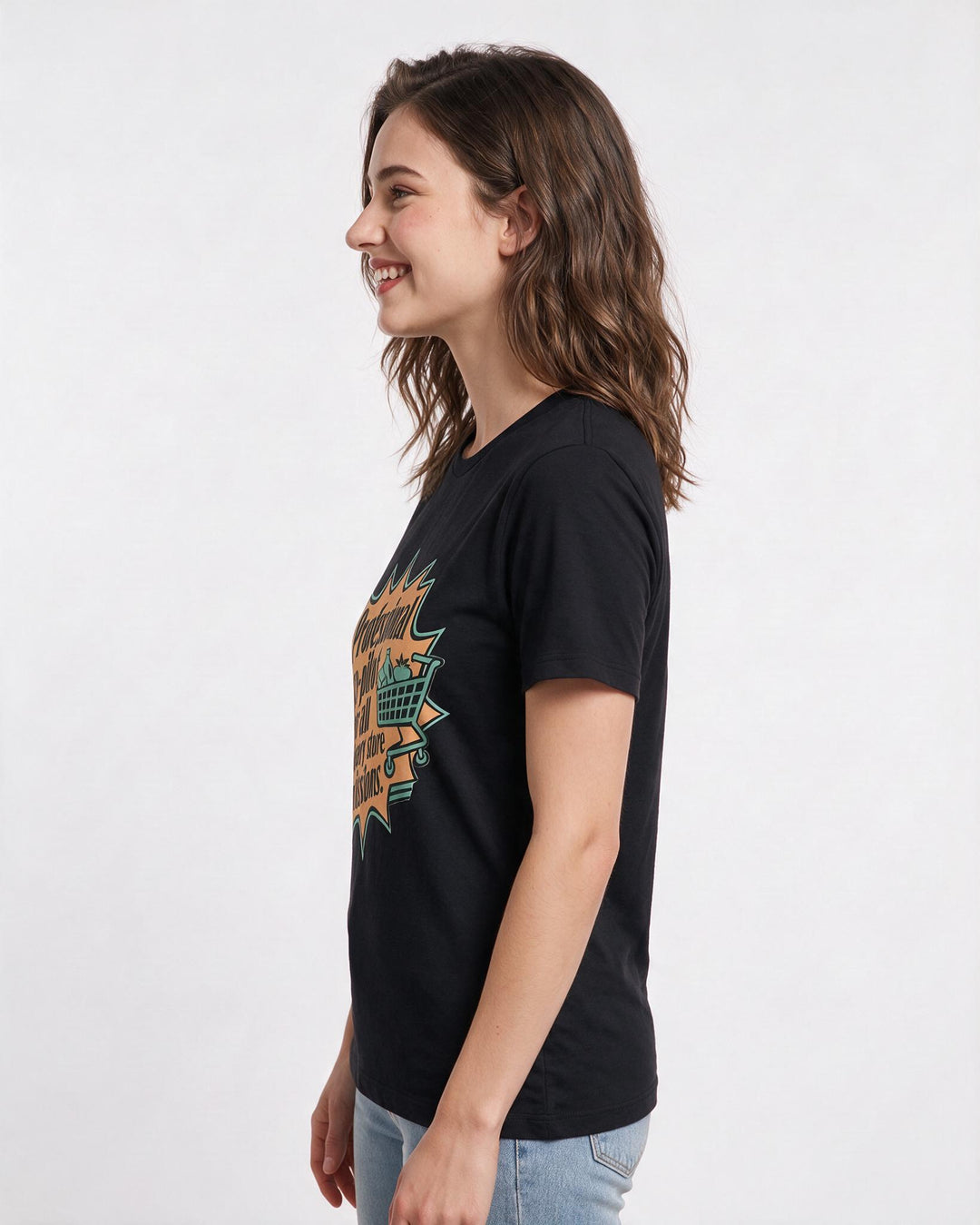Couples Women's Black T-Shirt - Professional co-pilot for all grocery product image 2