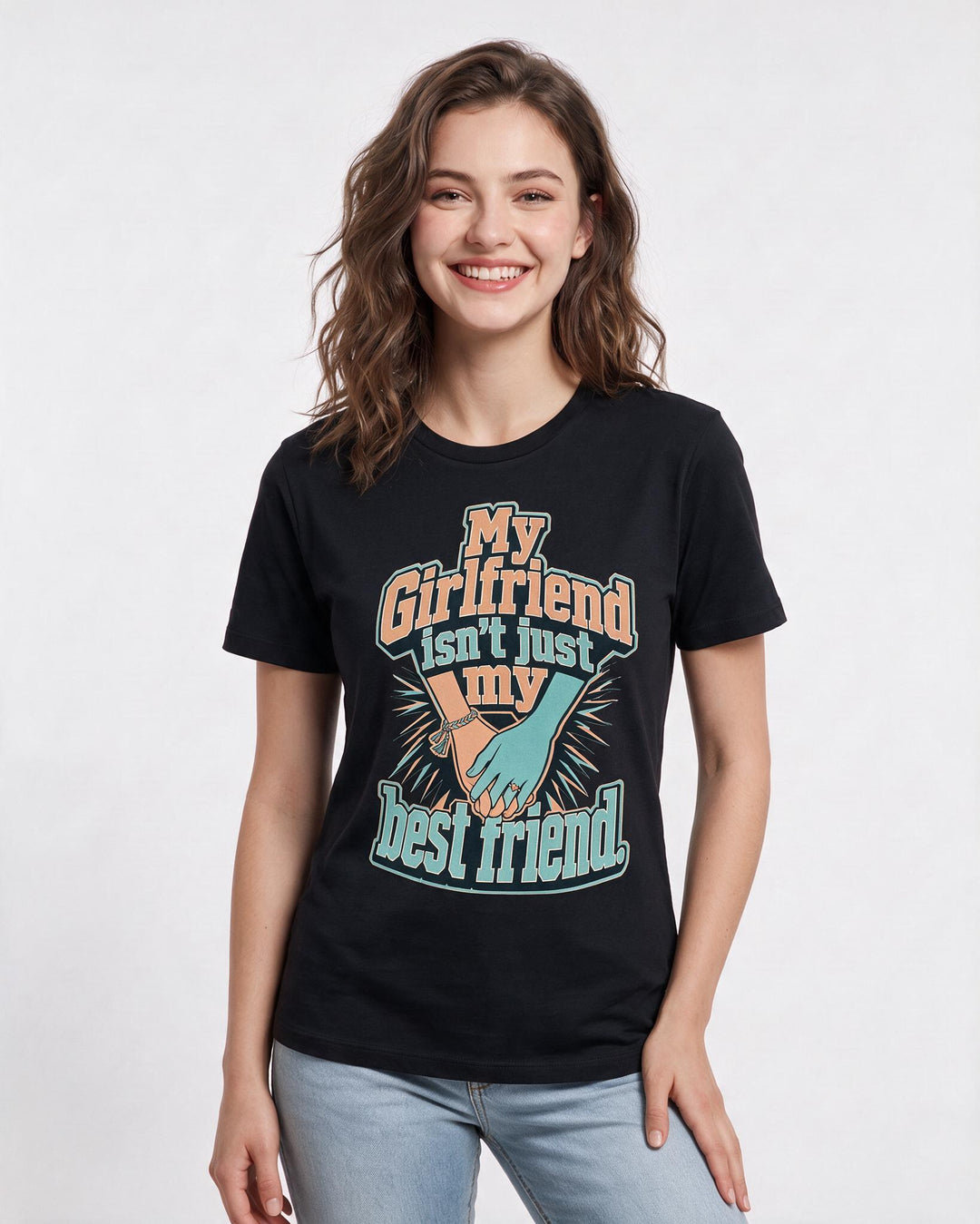 Pride Women's Black T-Shirt – My girlfriend isn't just my best friend. product image 3