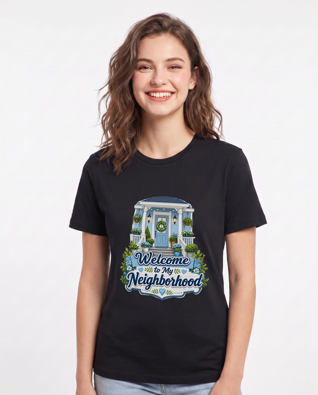 Welcome to My Neighborhood Women's Black T-Shirt product image 2