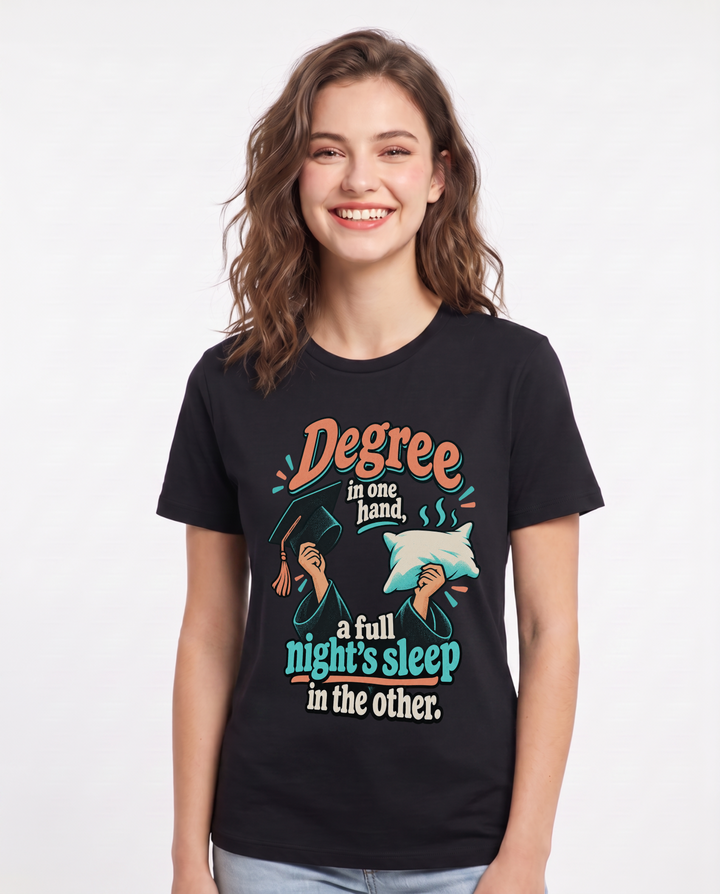Graduation Black T-Shirt for Women – Everyday Expression Graphic Tee product image 3