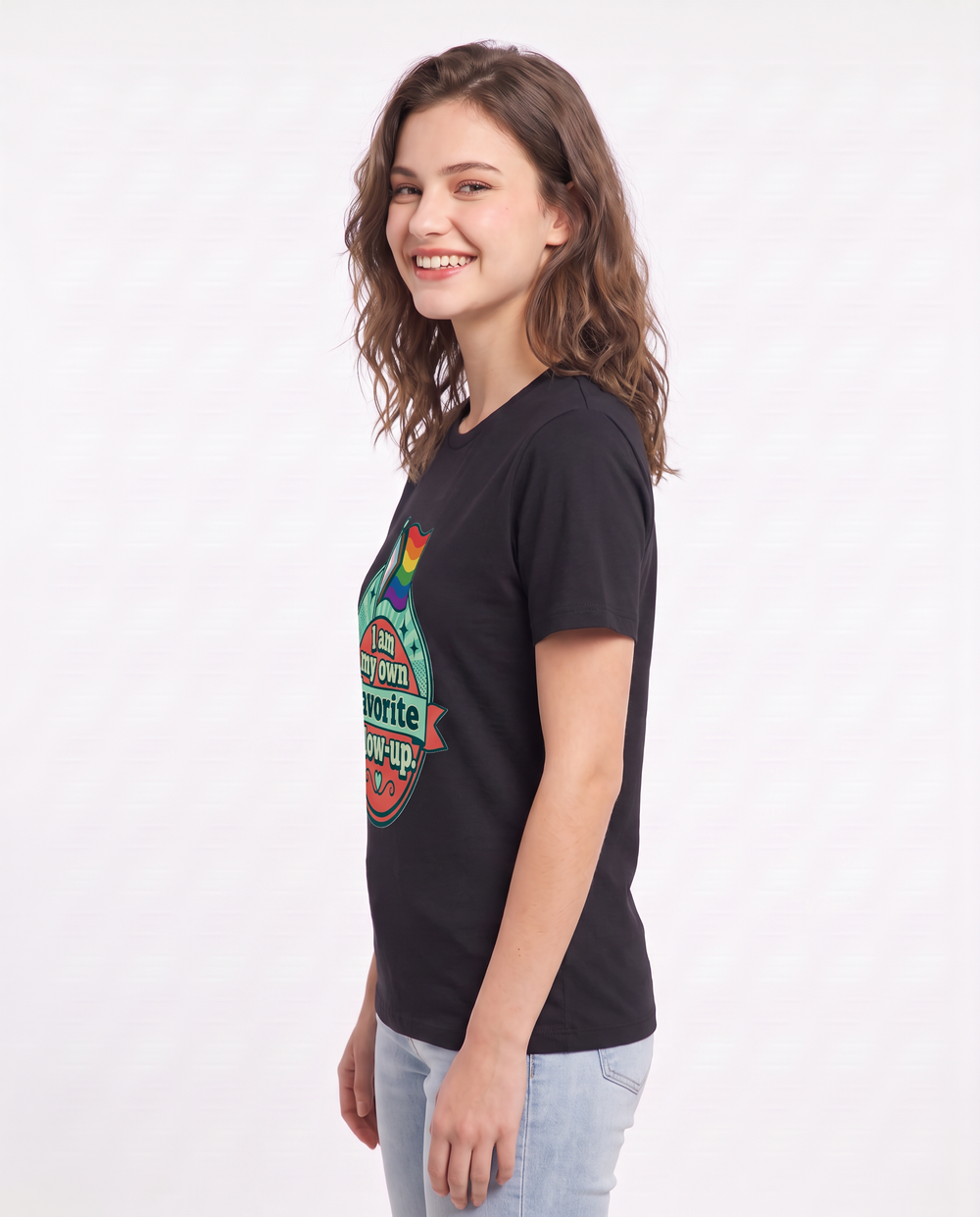 Graphic Women's Black T-Shirt - I am my own favorite glow-up. product image 2