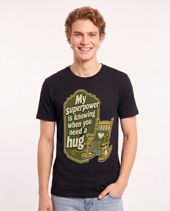 Graphic Men's Black T-Shirt - My superpower is knowing when you need a product image 1