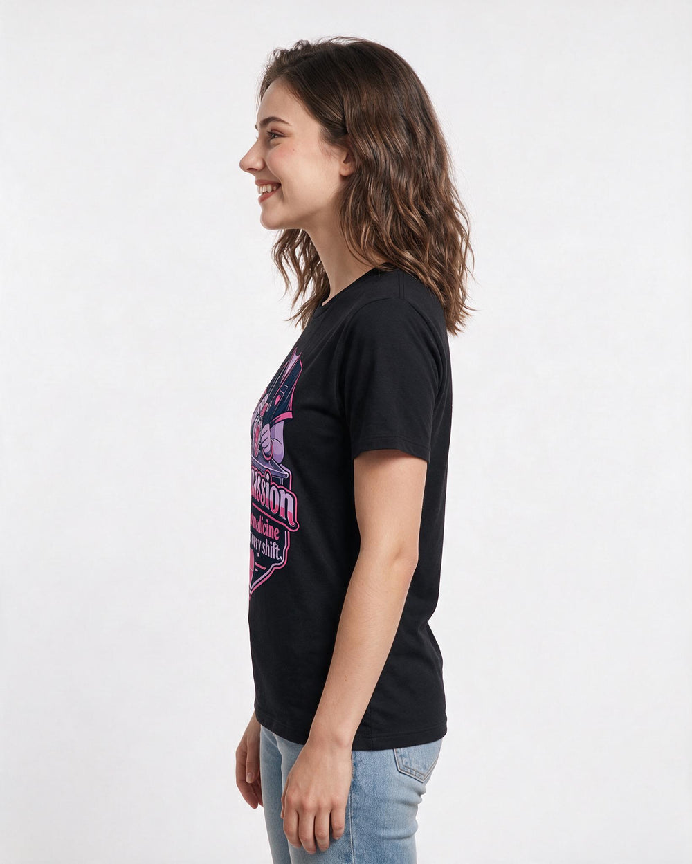 Nurse Black T-Shirt for Women – Nursing Life Graphic Tee product image 2