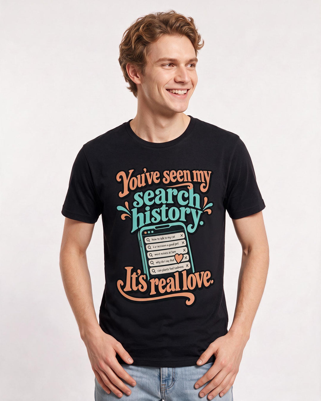 Couples Black T-Shirt for Men – Everyday Expression Graphic Tee product image 1